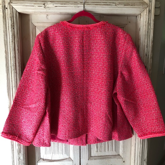 Talbots - Size 24 - Hot Pink Tweed Jacket. New with tags. - Picture 4 of 5